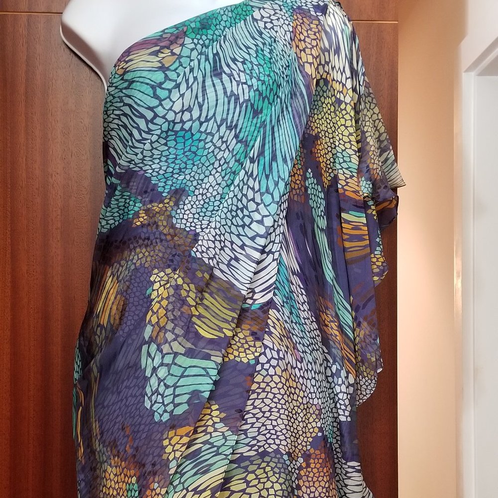 NWT Badgley Mischka silk patterned dress sz L